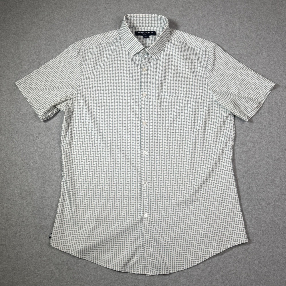 Mizzen + Main Shirt Men's Medium Leeward Geo Trim Fit Button Down Performance